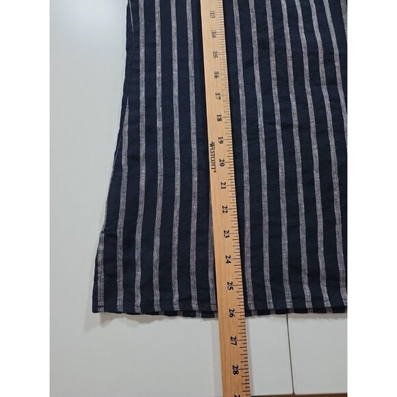 Ellen Tracy Linen Top Women S Blue Navy Stripes Sleeveless Coastal Preppy Boho - Picture 11 of 14